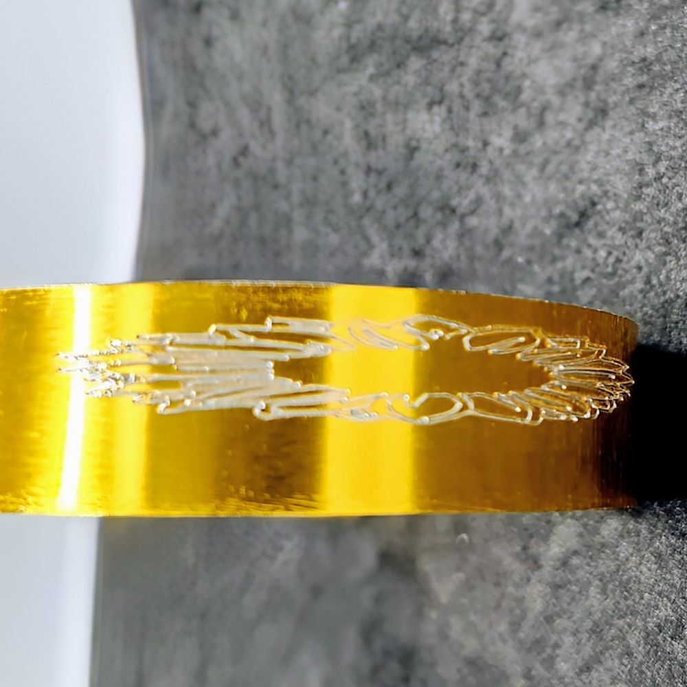 Hand Crafted Engraved Cuff Bracelet Gold Color SunFlower - Picture 7 of 16